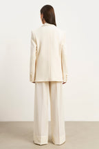 Dropped Waist Double Breasted Blazer - Cream