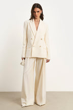 Dropped Waist Double Breasted Blazer - Cream
