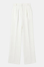 Effortless Pleated Wide Leg Trousers - White