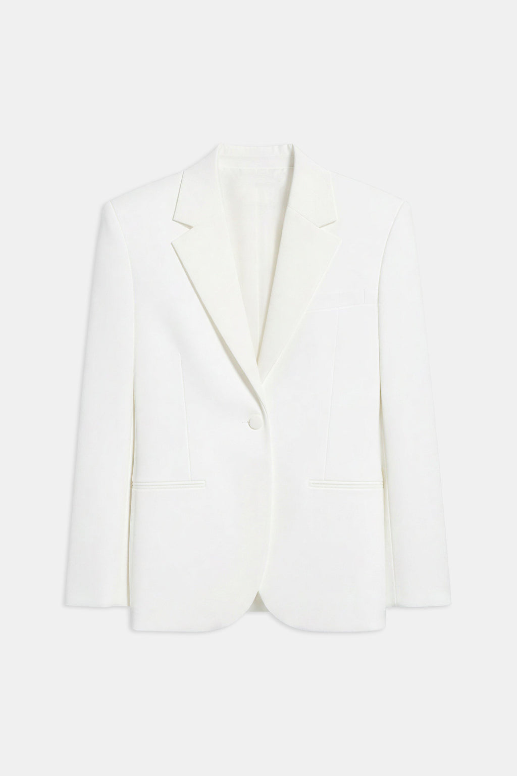 Satin Detail Single Breasted Blazer - White