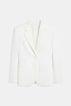 Satin Detail Single Breasted Blazer - White